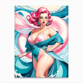 Portrait Of A Curvy Woman Wearing A Sexy Costume (17) Canvas Print