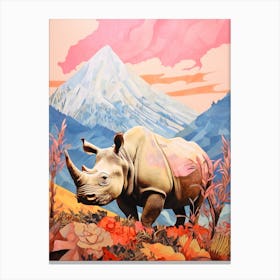 Colourful Floral Rhino 2 Canvas Print