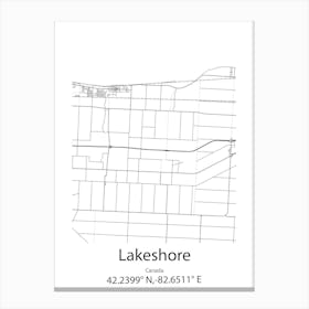 Lakeshore,Canada Minimalist Map Canvas Print