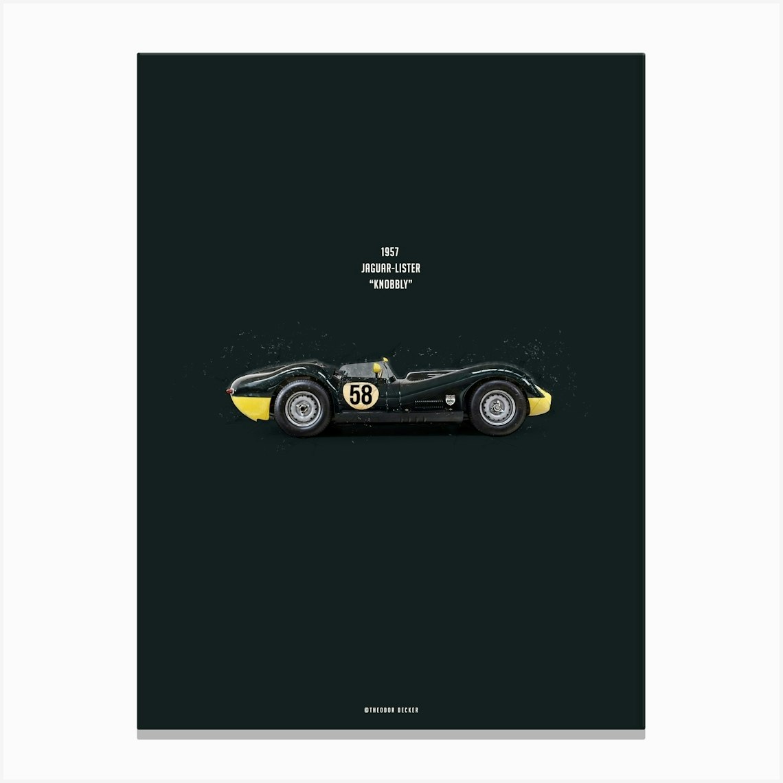 Cars in Colors, Jaguar Lister "Knobbly" Canvas Print by Theo's Picture Factory