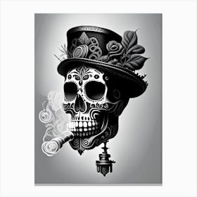 Sugar Skull Day Of The Dead Inspired Skull 2 Stream Punk Canvas Print