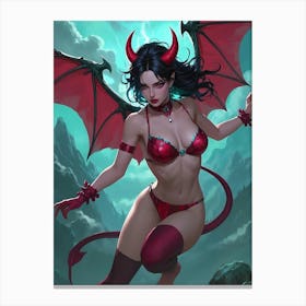 The Winged Of Devil Girl Canvas Print