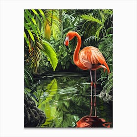 Greater Flamingo Yucatn Peninsula Mexico Tropical Illustration 3 Canvas Print