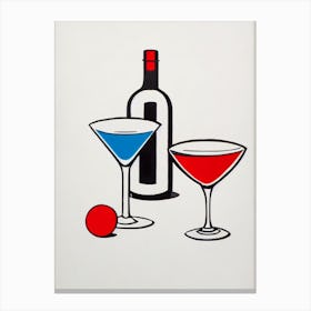 Bubblegum MCocktail Poster artini Picasso Line Drawing Cocktail Poster Canvas Print