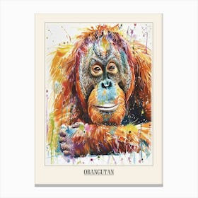 Orangutan Colourful Watercolour 3 Poster Canvas Print