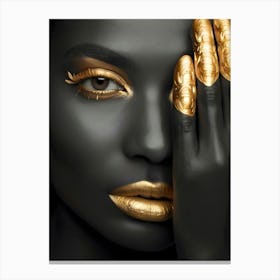 Black Woman With Gold Nails 1 Canvas Print