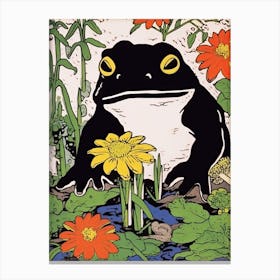 Frog In The Garden,  Matsumoto Hoji Inspired Japanese 13 Canvas Print