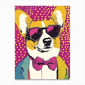 Super Cool Corgi Illustration Pop 1 Canvas Print