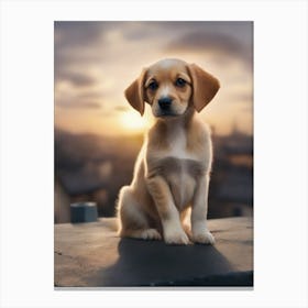 Dog Pet art Cute puppy and sun Canvas Print