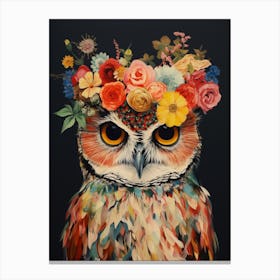 Bird With A Flower Crown Owl 4 Canvas Print