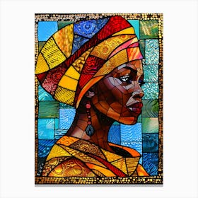 African Woman Stained Glass Canvas Print