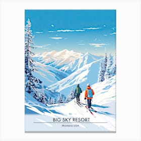 Big Sky Resort   Montana Usa, Ski Resort Poster Illustration 1 Canvas Print