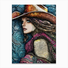 Cowgirl In A Hat Canvas Print