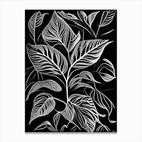 Basil Leaf Linocut 3 Canvas Print