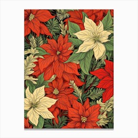 Poinsetta Red And Green 1 Canvas Print
