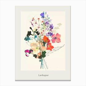 Larkspur 2 Collage Flower Bouquet Poster Canvas Print