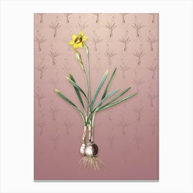 Vintage Narcissus Gouani Botanical on Dusty Pink Pattern Canvas Print