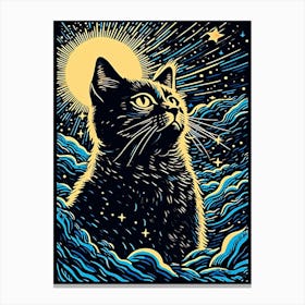 Astral Clawtracks, Psychedelic Cats series Canvas Print