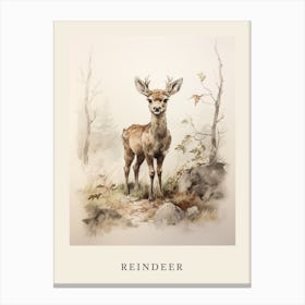 Beatrix Potter Inspired  Animal Watercolour Reindeer 2 Canvas Print