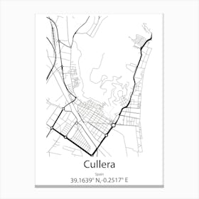 Cullera,Spain Minimalist Map Canvas Print