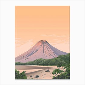 Mount Yasur Vanuatu Color Line Drawing (7) Canvas Print