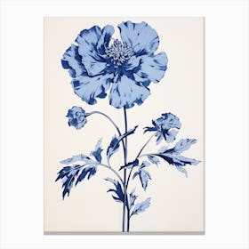 Blue Botanical Scabiosa Canvas Print