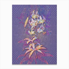 Geometric Turban Lily Mosaic Botanical Art on Veri Peri n.0099 Canvas Print