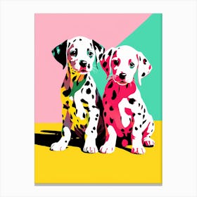 'Dalmatian Pups', This Contemporary art brings POP Art and Flat Vector Art Together, Colorful Art, Animal Art, Home Decor, Kids Room Decor, Puppy Bank - 42nd Canvas Print