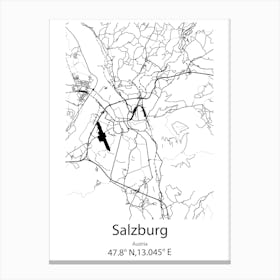 Salzburg,Austria Minimalist Map Canvas Print