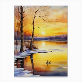 Ducks At The Lake Canvas Print