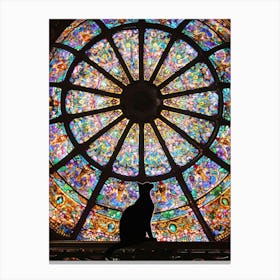 Cat In Stained Glass Window 6 Canvas Print