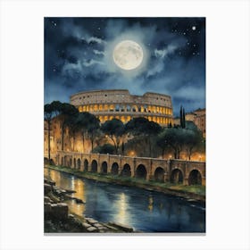 A Celestial Vigil at the Colosseum Canvas Print