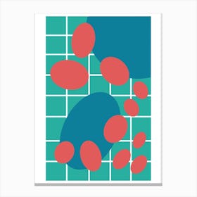 Teal and Red Geometric Canvas Print