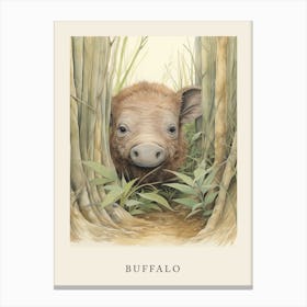 Beatrix Potter Inspired  Animal Watercolour Buffalo 1 Canvas Print