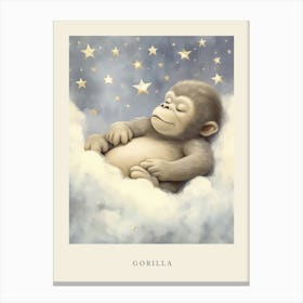 Sleeping Baby Gorilla 3 Nursery Poster Canvas Print