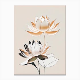 Lotus Flowers In Garden Retro Minimal 1 Canvas Print
