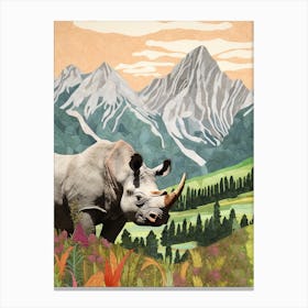 Collage Style Rhino Canvas Print