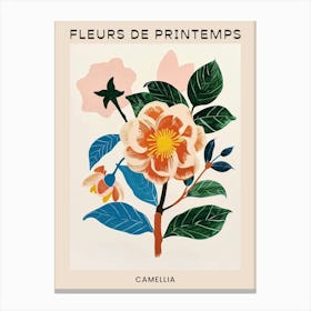 Spring Floral French Poster  Camellia 2 Canvas Print