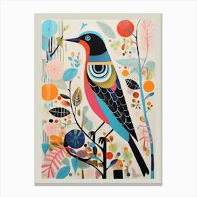 Colourful Scandi Bird Robin 4 Canvas Print