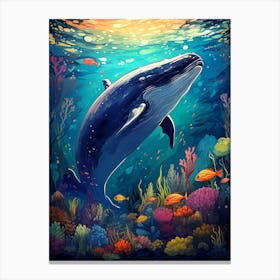 Whale Swimming In The Sea Canvas Print