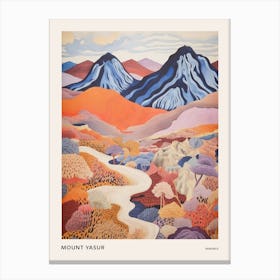 Mount Yasur Vanuatu Colourful Mountain Illustration Poster Canvas Print