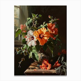 Baroque Floral Still Life Hibiscus 2 Canvas Print