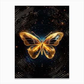 Golden Butterfly On Black Background Canvas Print