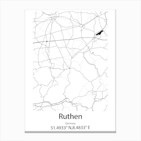 Ruthen,Germany Minimalist Map Canvas Print