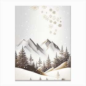Snowflakes, In The Mountains, Snowflakes, Marker Art 1 Canvas Print