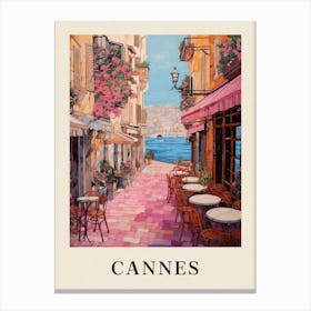 Cannes France 2 Vintage Pink Travel Illustration Poster Canvas Print
