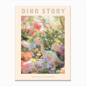 Pastel Toy Dinosaur In The Garden 1 Poster Canvas Print