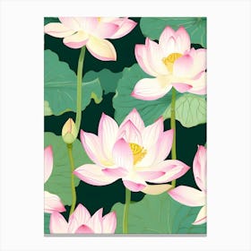 Lotus Flower Seamless Pattern Canvas Print