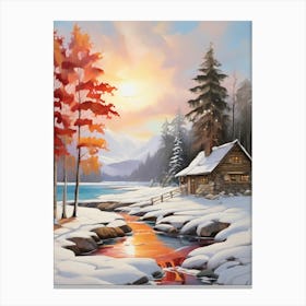 Cabin In The Snow 1 Canvas Print