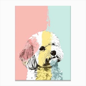 Bichon Frise Dog Pastel Line Watercolour Illustration 3 Canvas Print